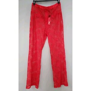 NEW - SIZE LARGE - VICTORIA'S‎ SECRET VS ARCHIVES  RED SHEER LACE PANTS Lingerie